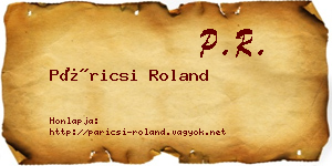 Páricsi Roland névjegykártya